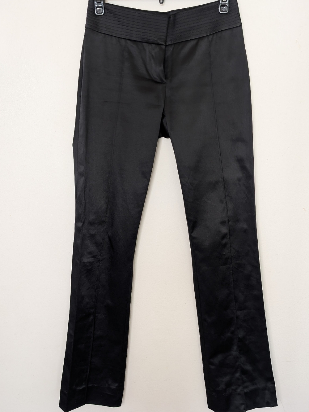 Bebe Women's Black Satin Straight-Leg Dress Pants